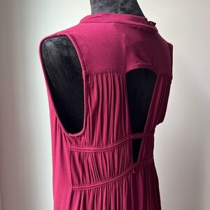 NWT Mod Ref Burgundy Dress with Tie Front & Cut Out Details - Large